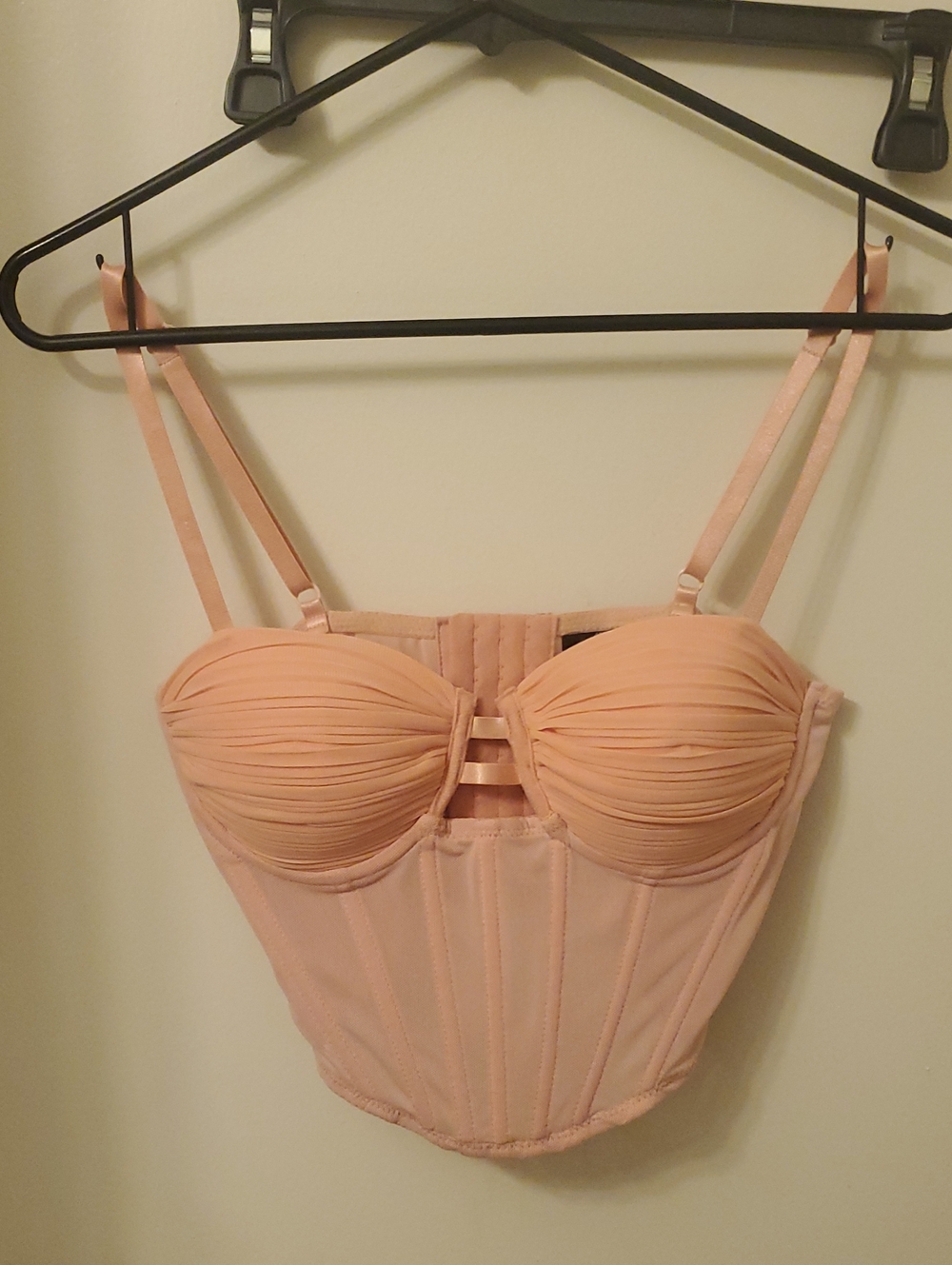 Windsor Peach Ruched Longline Bustier with Strappy Front